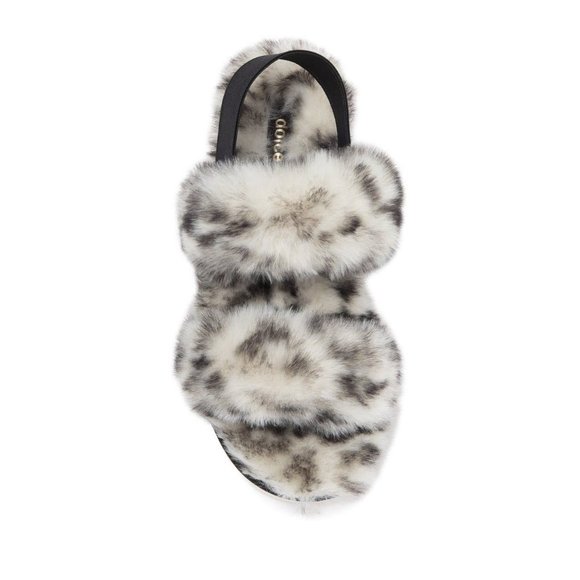 NEW Dolce Vita Women Pochy Faux Fur Elastic Slide Sling Spotted Slipper Sandal - Picture 4 of 6
